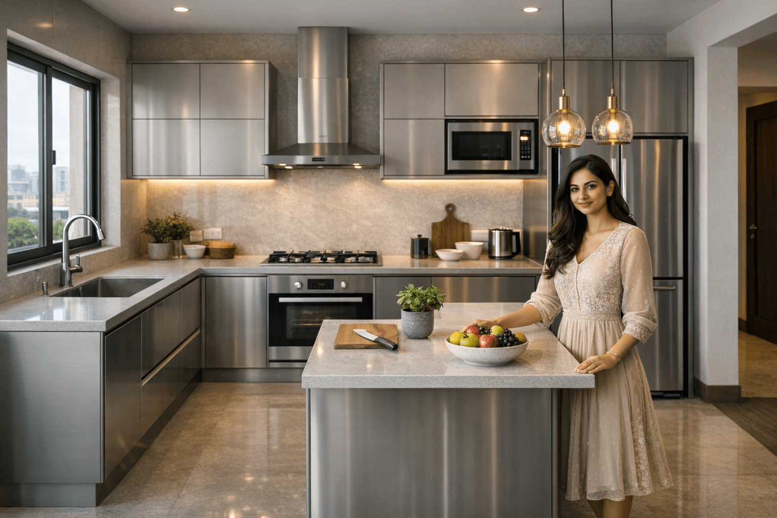 premium G shaped kitchen with modern finishes and design